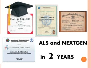 ALS and NEXTGEN
in 2 YEARS
 
