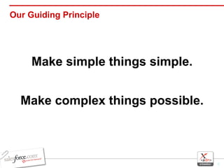 Our Guiding Principle Make simple things simple. Make complex things possible. 