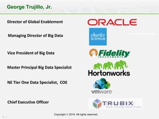 2
Copyright  2018 All rights reserved.
George Trujillo, Jr.
Director of Global Enablement
NE Tier One Data Specialist, CO...