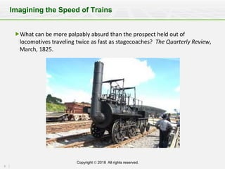 5
Copyright  2018 All rights reserved.
Imagining the Speed of Trains
What can be more palpably absurd than the prospect ...
