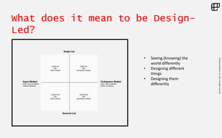 ©LivingEnterprise,Inc.2014.Allrightsreserved
What does it mean to be Design-
Led?
• Seeing (knowing) the
world differently
• Designing different
things
• Designing them
differently
 