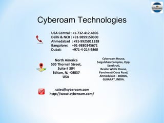 Cyberoam Technologies
USA Central : +1-732-412-4896
Delhi & NCR : +91-9899150300
Ahmedabad : +91-9925011328
Bangalore: +91-9880345671
Dubai: +971-4-214 9860
Cyberoam House,
Saigulshan Complex, Opp.
Sanskruti,
Beside White House,
Panchwati Cross Road,
Ahmedabad - 380006,
GUJARAT, INDIA.
North America
505 Thornall Street,
Suite # 304
Edison, NJ -08837
USA
sales@cyberoam.com
http://www.cyberoam.com/
 