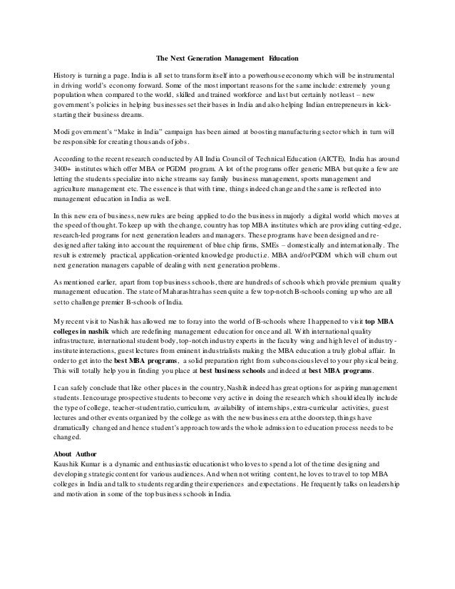 Next generation management education