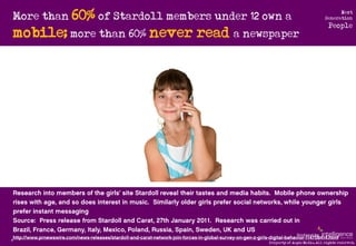 More than 60% of Stardoll members under 12 own a
                                                                         ...