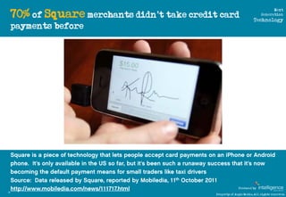 70% of Square merchants didn’t take credit card
                                                                          ...