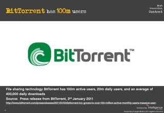 Next

     BitTorrent has 100m users
                                                              Generation
            ...