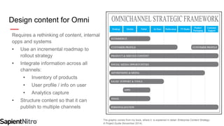 18 
Design content for Omni 
Requires a rethinking of content, internal 
opps and systems 
• Use an incremental roadmap to...