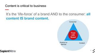 9 
Content is critical to business 
It’s the ‘life-force’ of a brand AND to the consumer: all 
content IS brand content. 
...