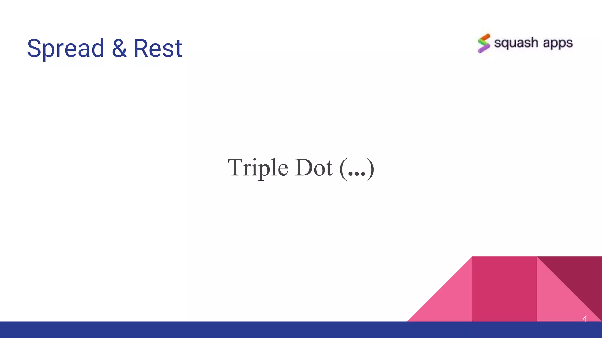 Spread & Rest
Triple Dot (...)
4
 
