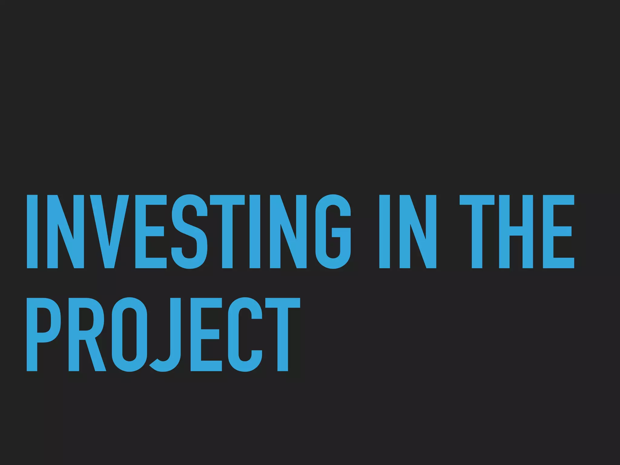 INVESTING IN THE
PROJECT
 