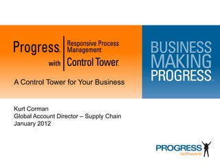 A Control Tower for Your Business


Kurt Corman
Global Account Director – Supply Chain
January 2012
 