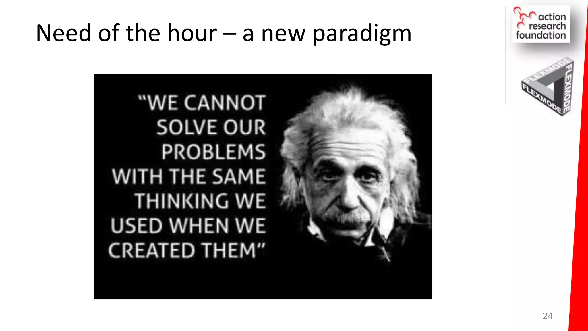Need of the hour – a new paradigm
24
 
