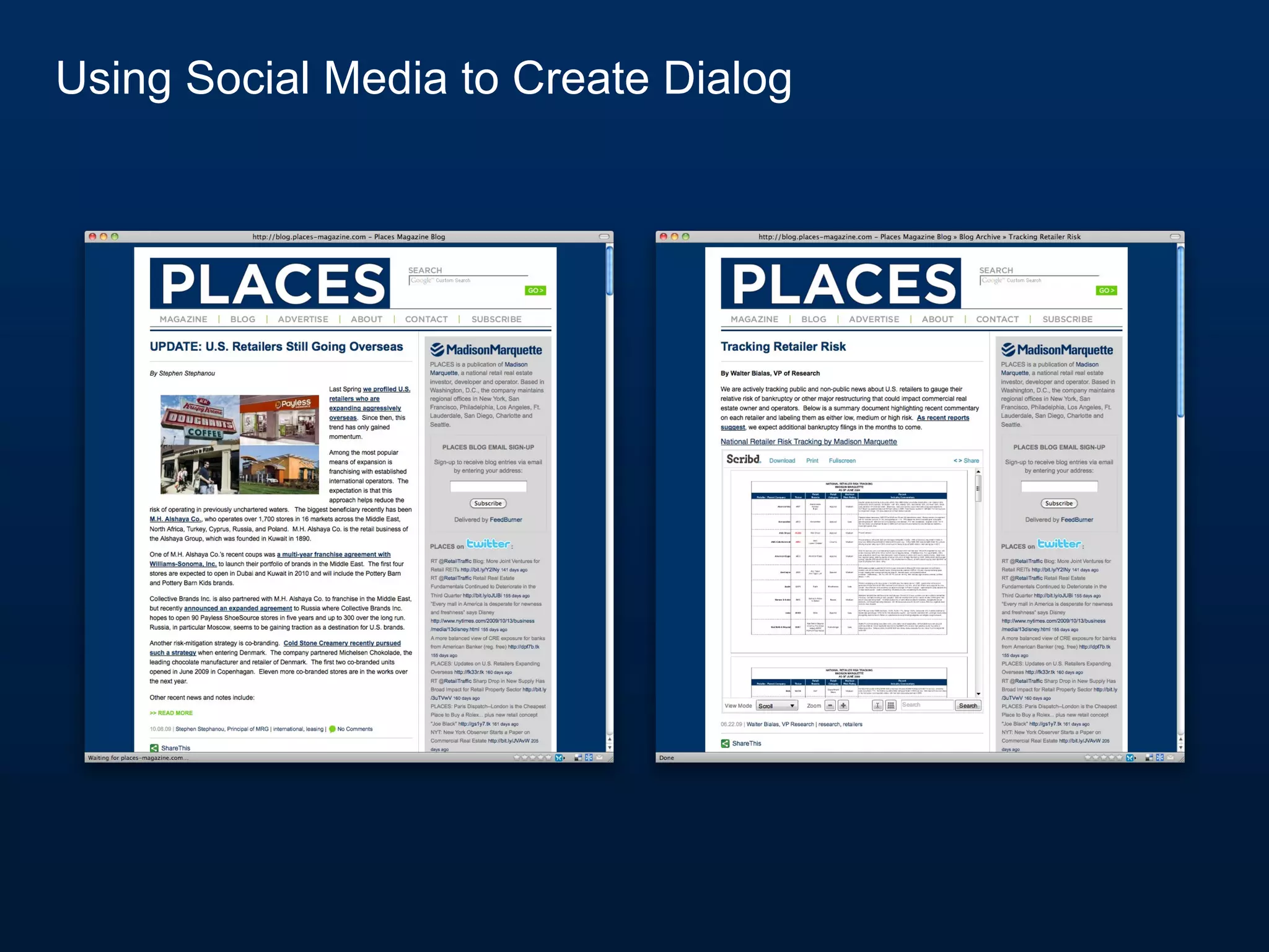 Using Social Media to Create Dialog