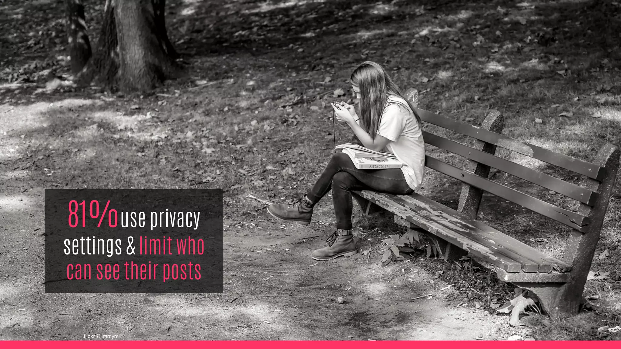 81%use privacy
settings & limit who
can see their posts
flickr @jimmym
 