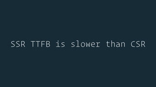 SSR TTFB is slower than CSR
 