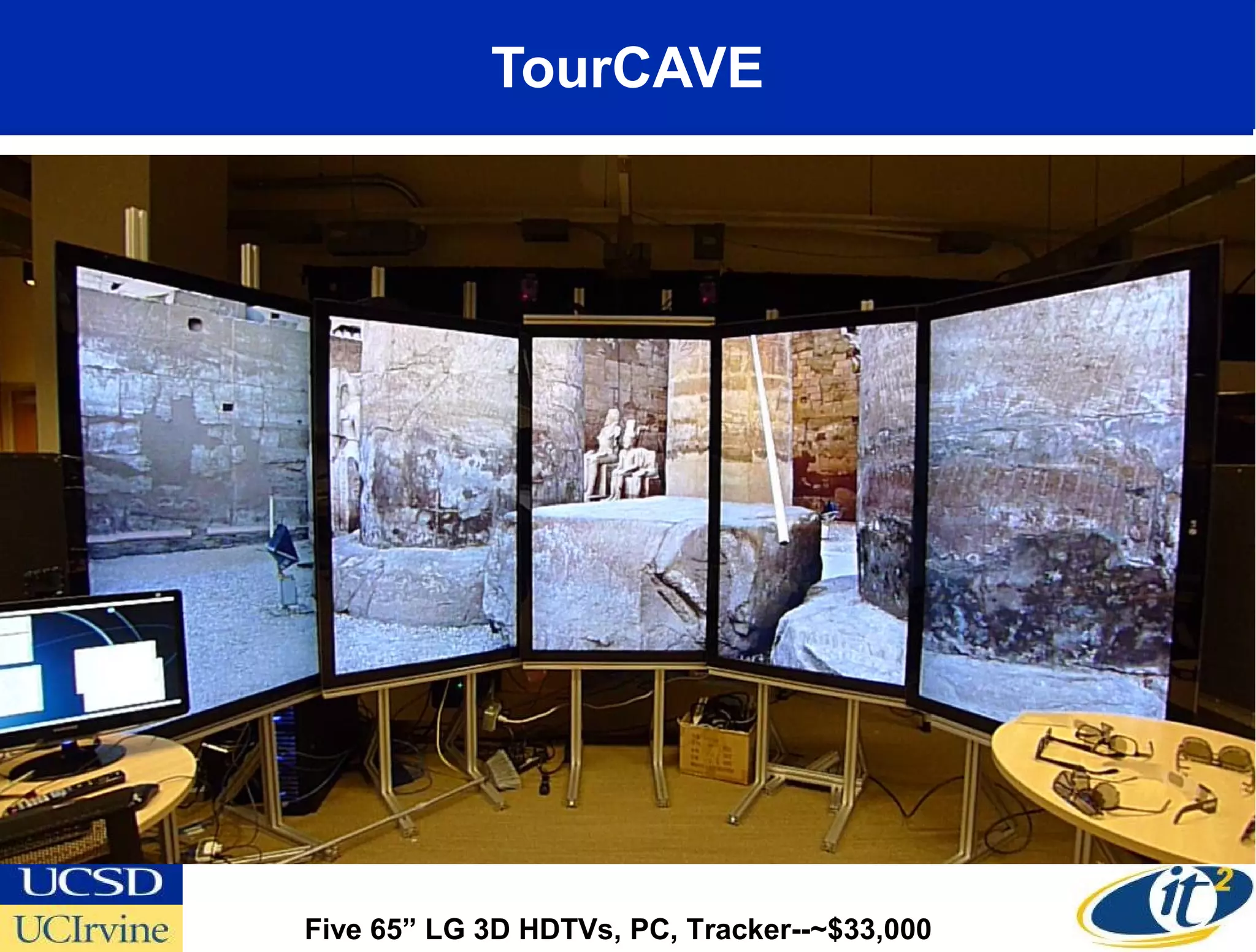 TourCAVE




Five 65” LG 3D HDTVs, PC, Tracker--~$33,000
 