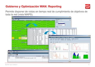 Gobierno y Optimización WAN: Reporting
Permite disponer de vistas en tiempo real de cumplimiento de objetivos de
toda la red (vista MAPS).




NexTReT QoS, 01/04/2011                                                     7
 