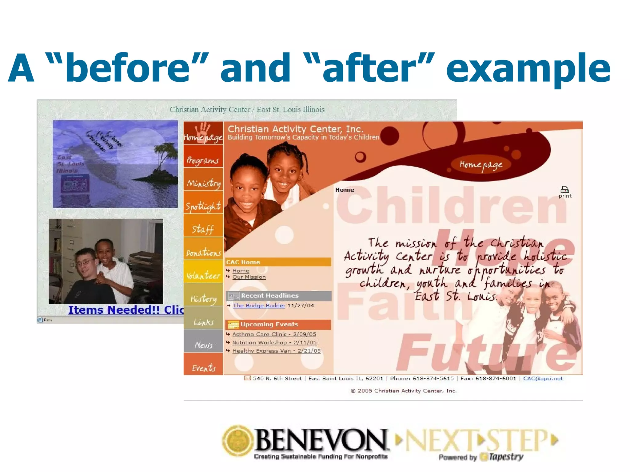 A “before” and “after” example  