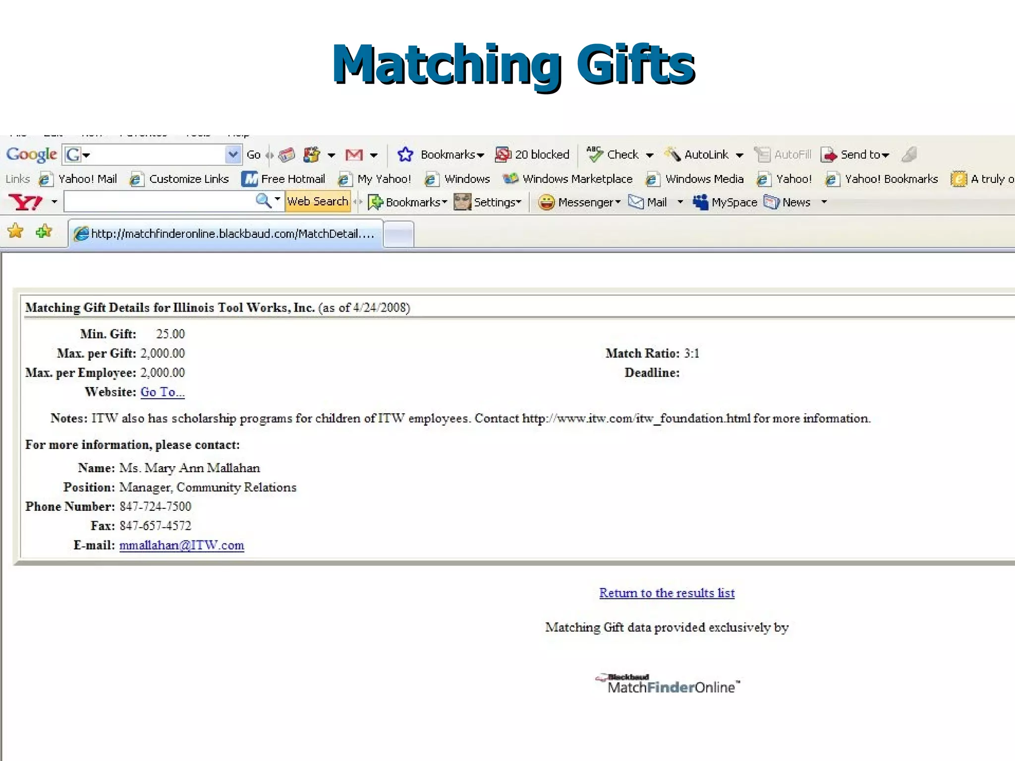 Matching Gifts 
