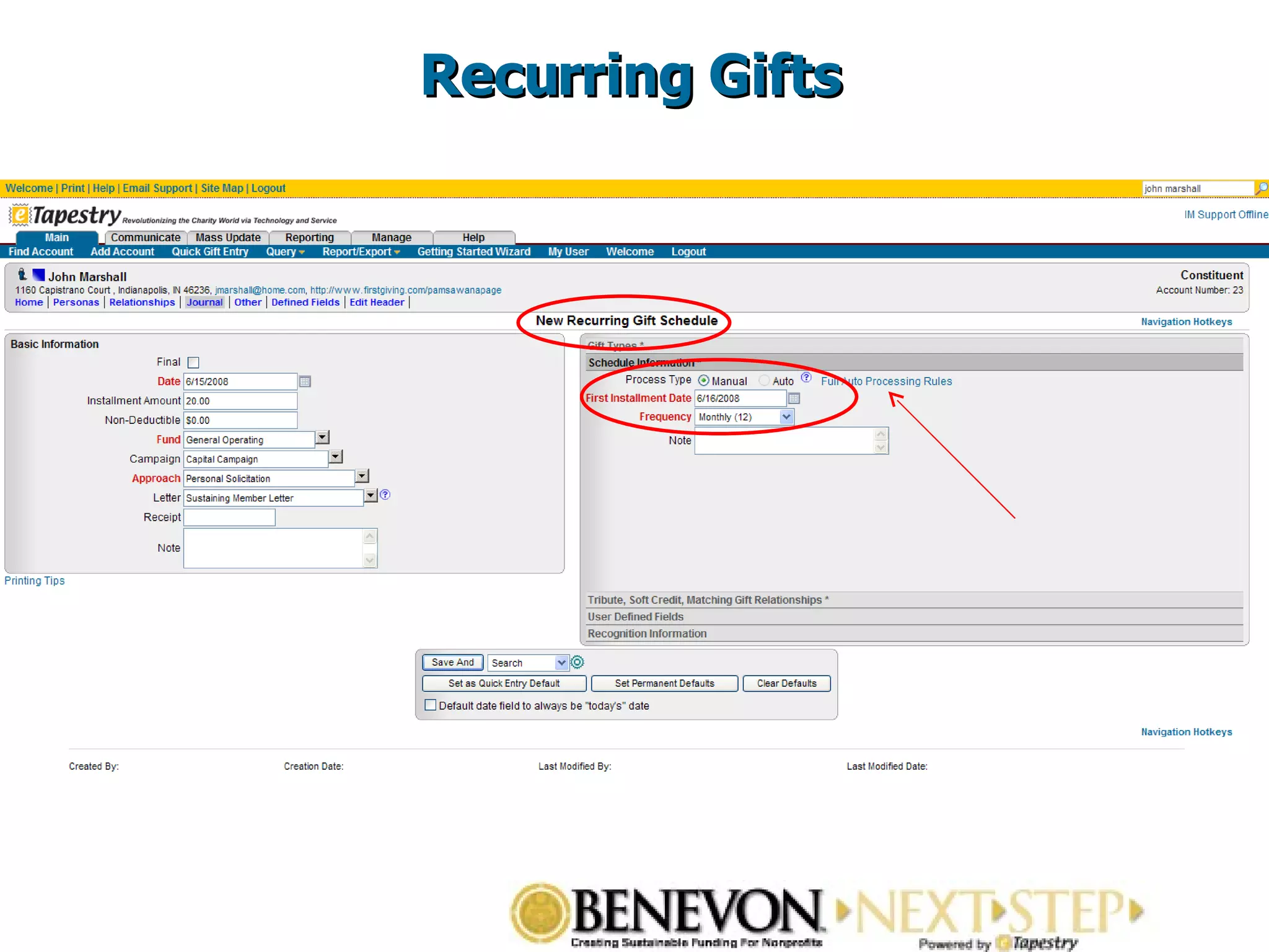 Recurring Gifts 