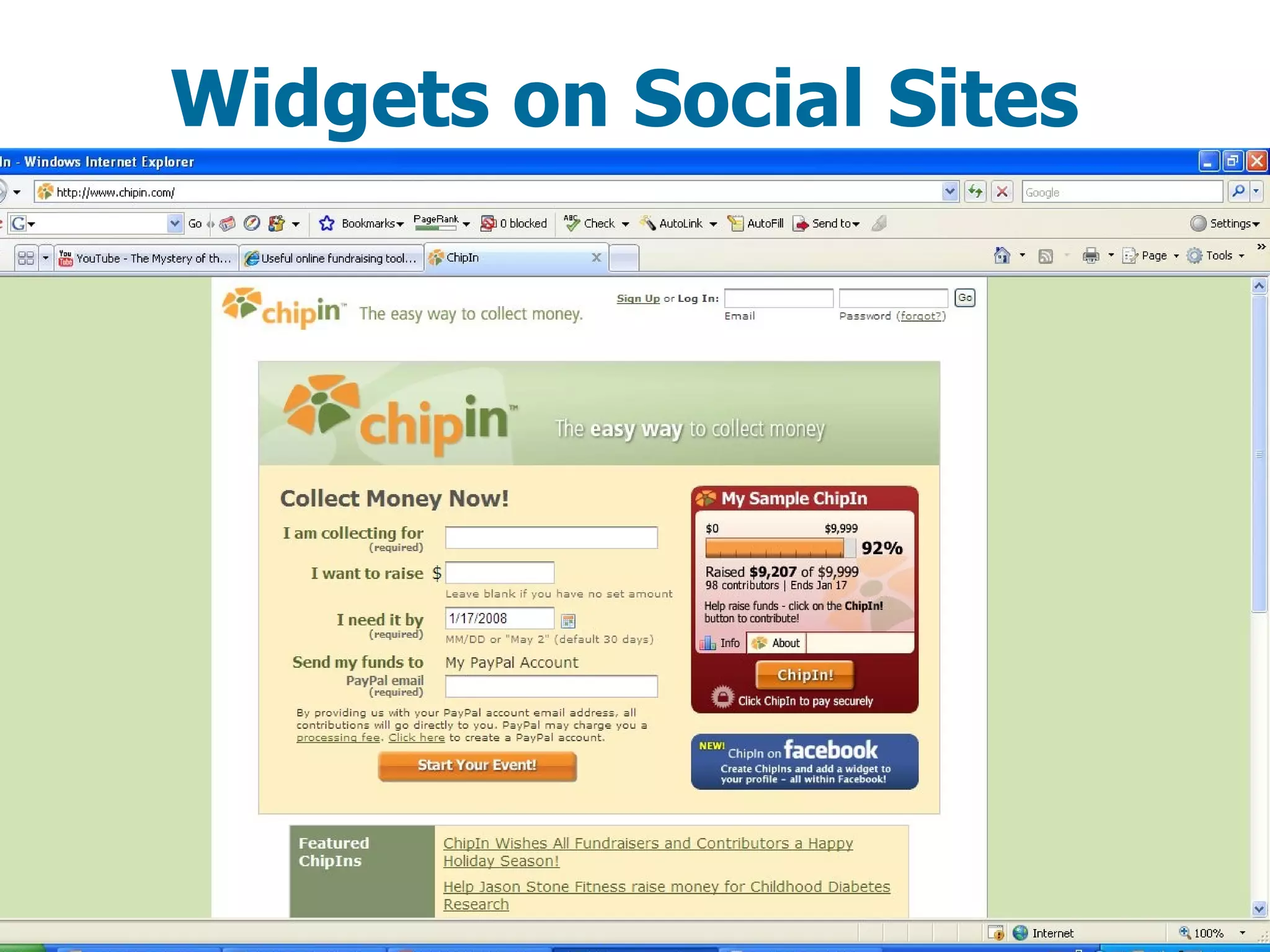 Widgets on Social Sites 