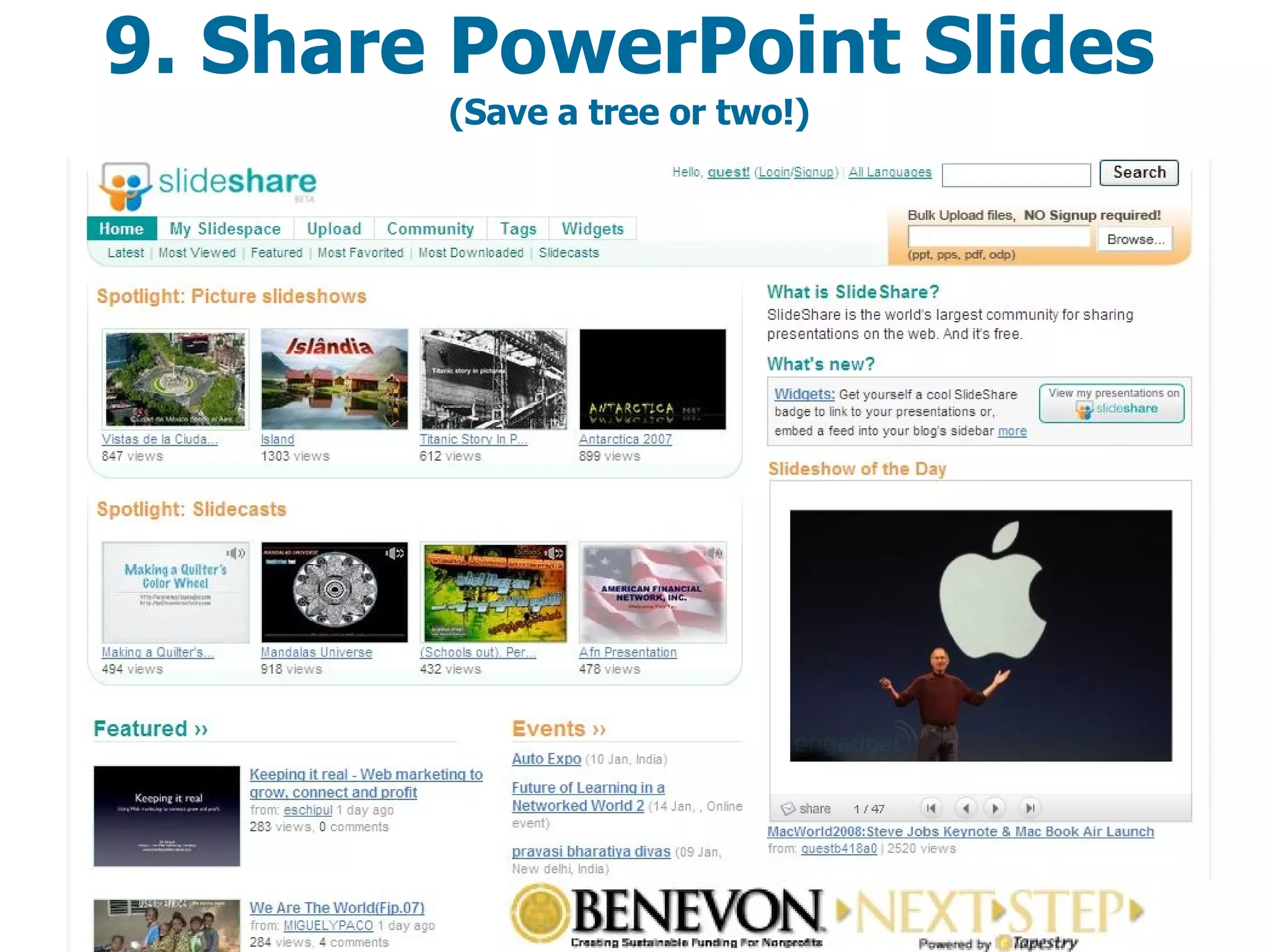 9. Share PowerPoint Slides (Save a tree or two!) 