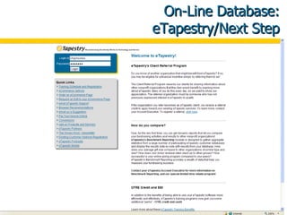 On-Line Database: eTapestry/Next Step 