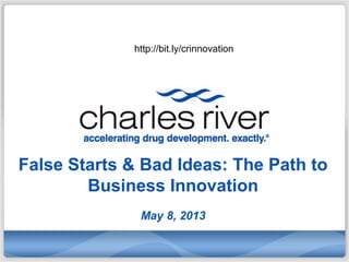 False Starts & Bad Ideas: The Path to
Business Innovation
May 8, 2013
http://bit.ly/crinnovation
 