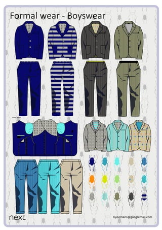 Formal wear - Boyswear
ciyeomans@googlemail.com
Lining layout
 