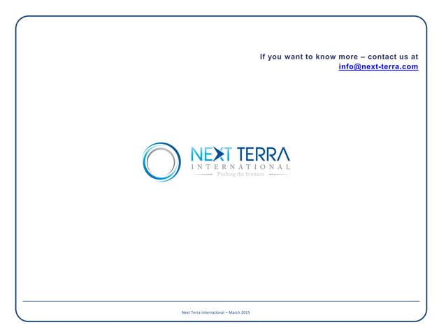 Next Terra International - Key Innovative Solutions based on Advanced ...