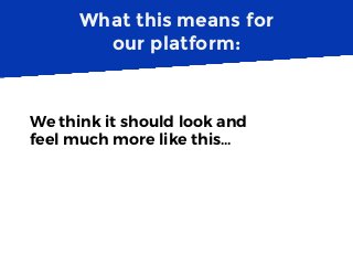What this means for
our platform:
We think it should look and
feel much more like this…
 