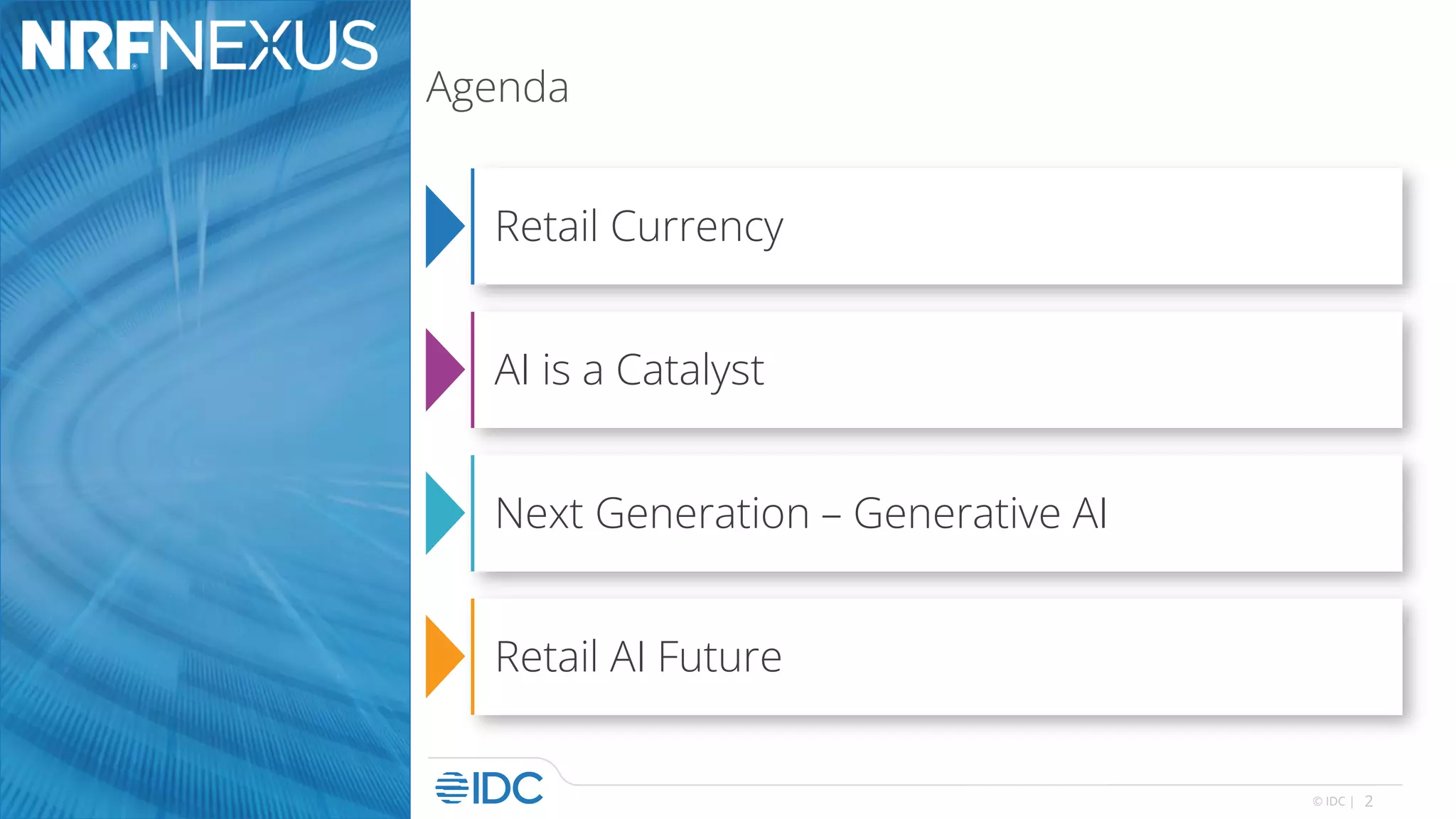 2
© IDC |
Agenda
Retail Currency
AI is a Catalyst
Next Generation – Generative AI
Retail AI Future
 