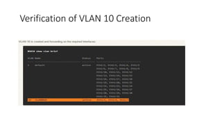 Verification of VLAN 10 Creation
 