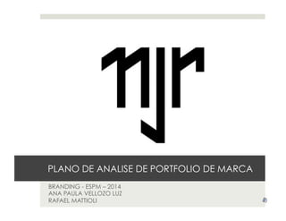 PLANO DE ANALISE DE PORTFOLIO DE MARCA 
BRANDING - ESPM – 2014 
ANA PAULA VELLOZO LUZ 
RAFAEL MATTIOLI 
 