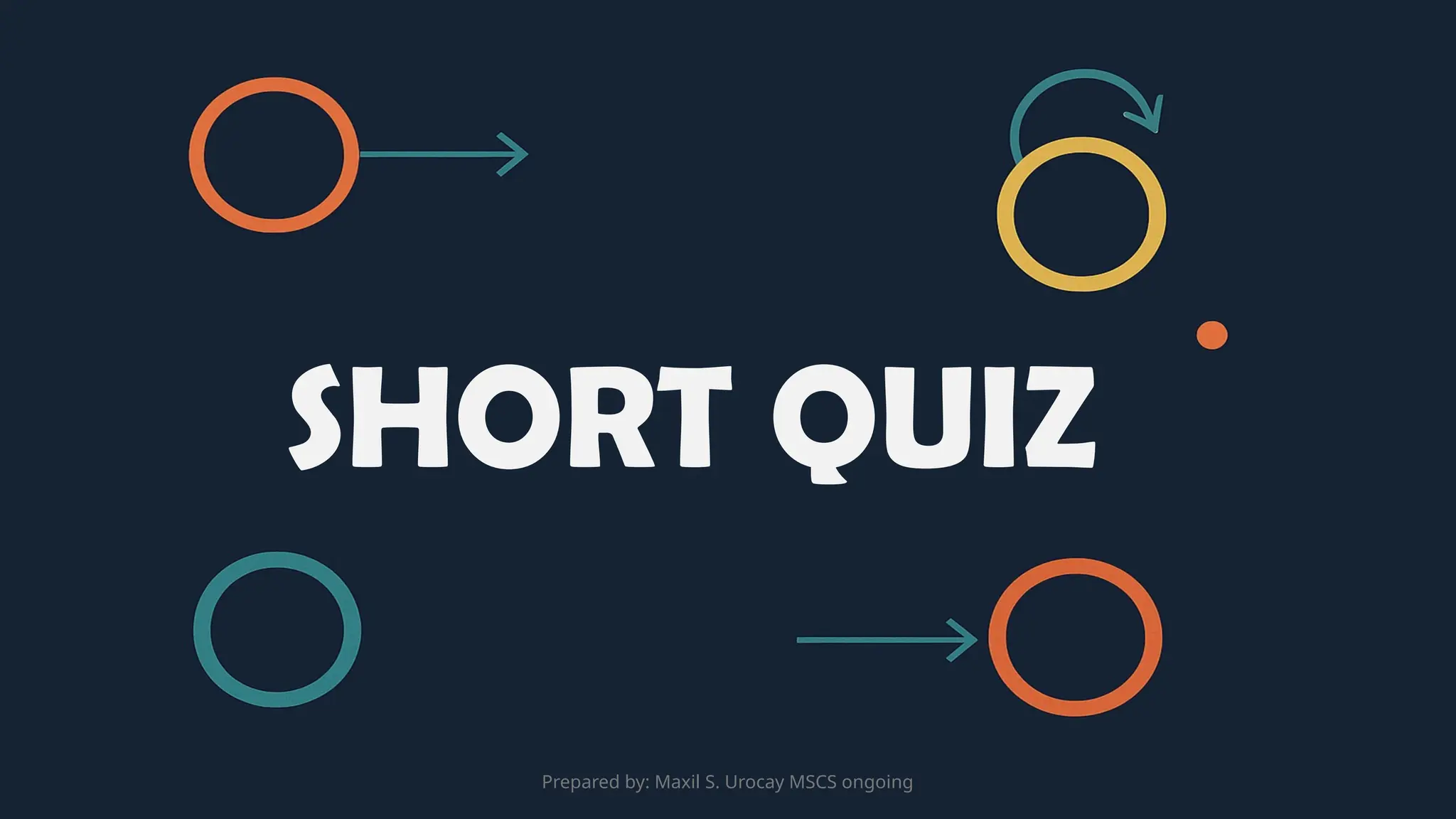 SHORT QUIZ
Prepared by: Maxil S. Urocay MSCS ongoing
 