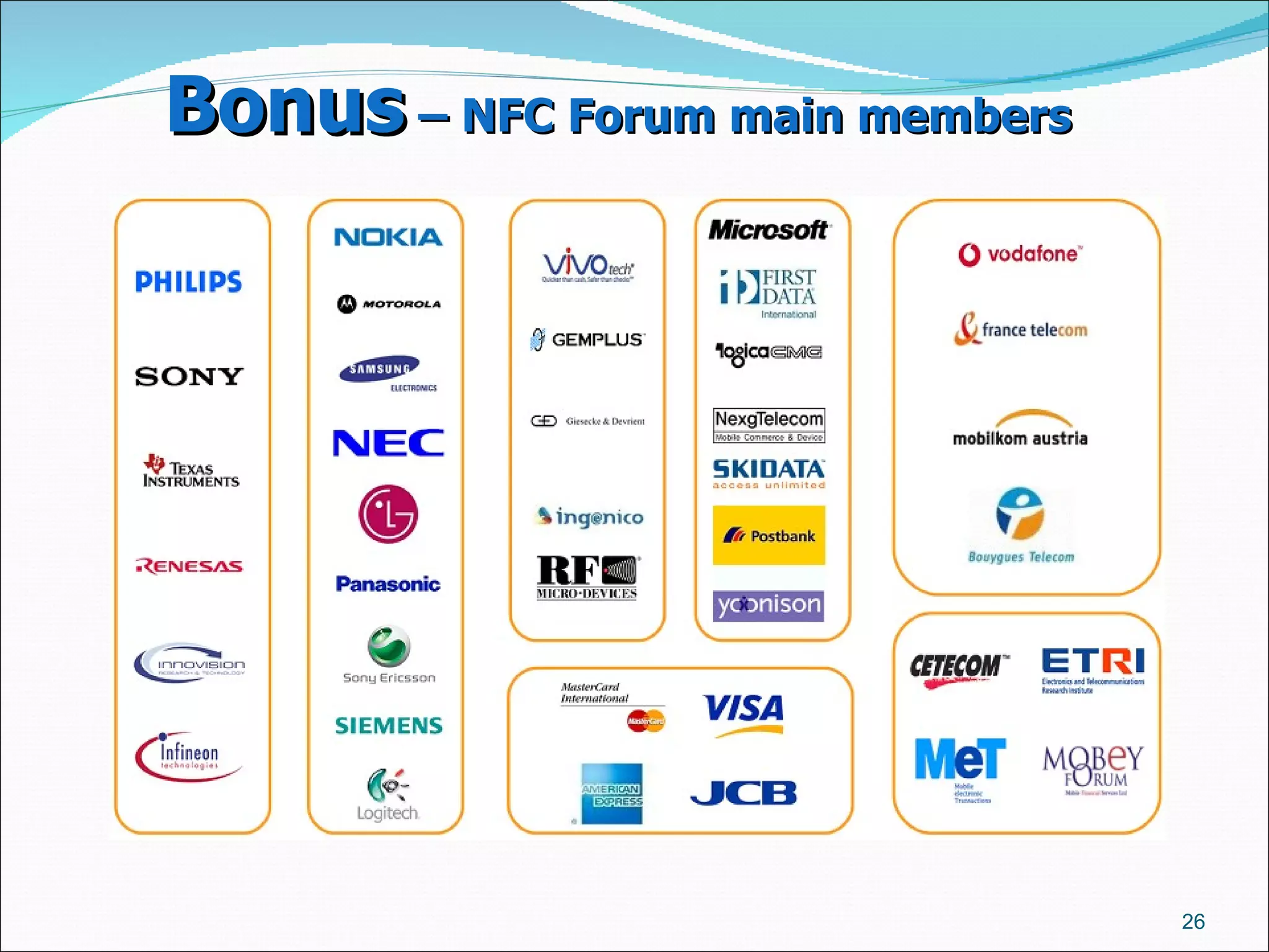 Bonus  – NFC Forum main members   