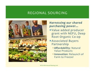 Harnessing	
  our	
  shared	
  
purchasing	
  power…	
  
! Value	
  added	
  producer	
  
grant	
  with	
  NEFU,	
  Deep	
...