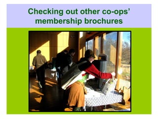 Checking out other co-ops’
 membership brochures
 