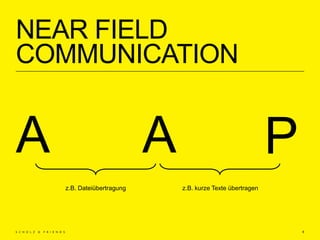 NEAR FIELD
COMMUNICATION
6
A A P
z.B. Dateiübertragung z.B. kurze Texte übertragen
 