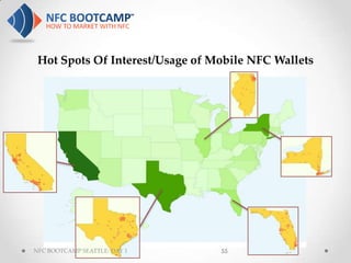 Hot Spots Of Interest/Usage of Mobile NFC Wallets




NFC BOOTCAMP SEATTLE: DAY 1      55
 