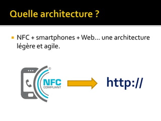    NFC + smartphones + Web… une architecture
    légère et agile.




                               http://
 