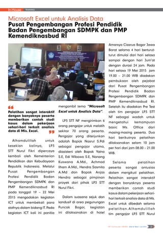 In-House Training
NF Computer NEWS Edisi 02 Tahun I, Juni 2015 3
 