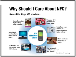 Why Should I Care About NFC?
Some of the things NFC promises...




                                     http://www.nfc-forum.org
 
