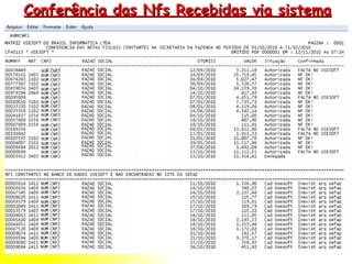 Conferência das Nfs Recebidas via sistema 