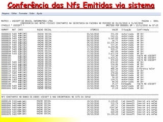 Conferência das Nfs Emitidas via sistema 