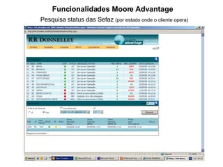 Funcionalidades Moore Advantage Pesquisa status das Sefaz  (por estado onde o cliente opera) 