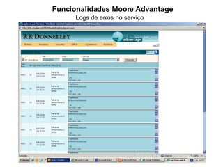 Funcionalidades Moore Advantage Logs de erros no serviço  