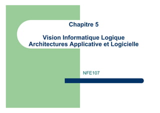 Chapitre 5
Vision Informatique Logique
Architectures Applicative et Logicielle
NFE107
 