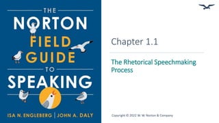Chapter 1.1
The Rhetorical Speechmaking
Process
Copyright © 2022 W. W. Norton & Company
 