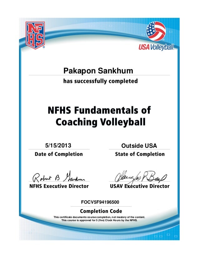 nfhs volleyball certification volleyball certificate